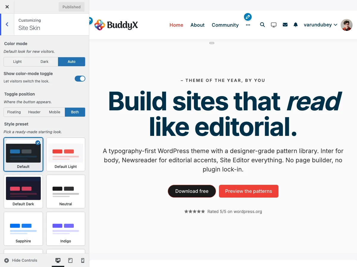 Site Layout Settings
