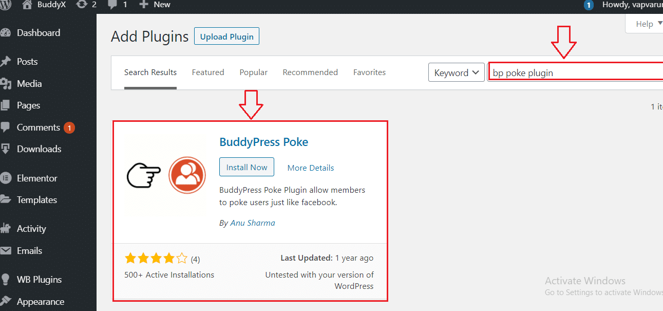 BuddyPress Poke Plugin Installation