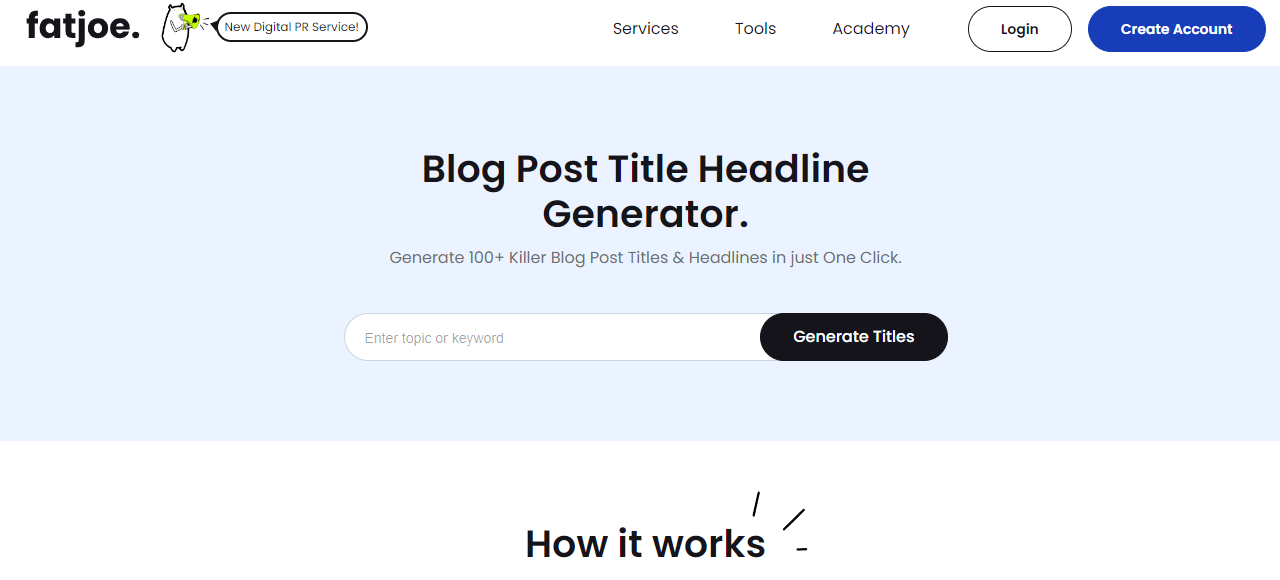 Fatjoe Blog Post Title Headline Generator