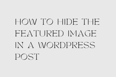 How To Hide The Featured Image In A WordPress Post