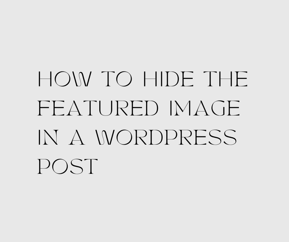 Featured Image In A WordPress Post