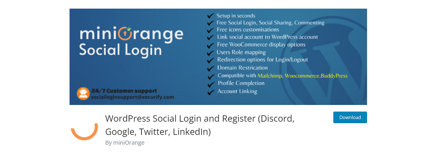 WordPress Social Login by miniOrange
