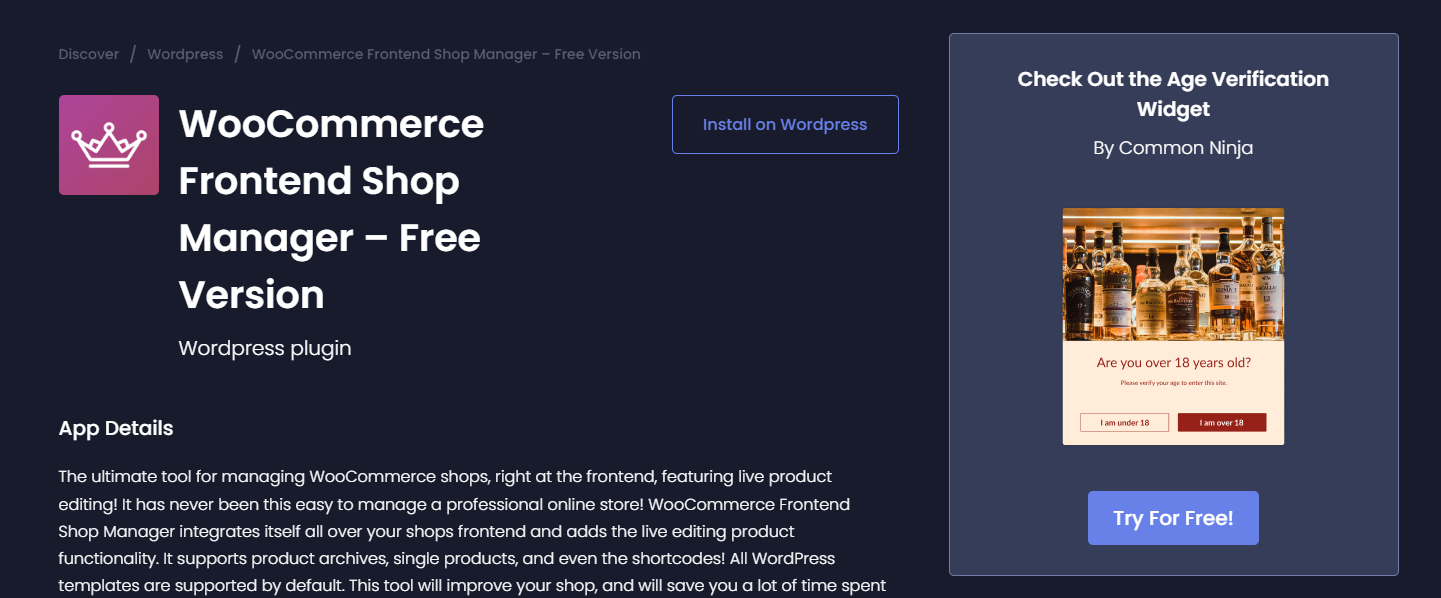 WooCommerce Frontend Shop Manager by Common Ninja