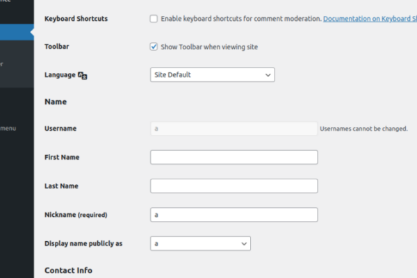 WordPress username