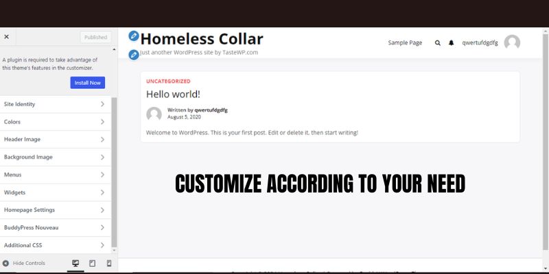 Customize according to Your need