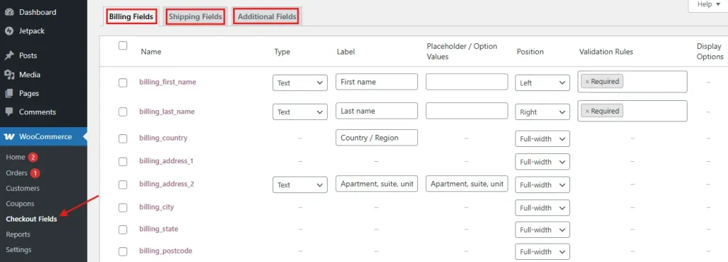 Access the Field Editor