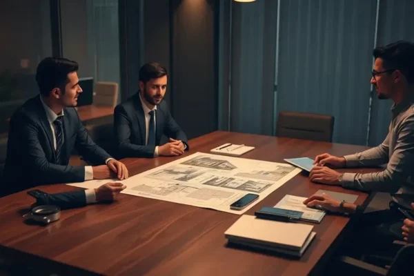 Real estate professionals networking and collaborating at a modern conference, representing the community platform concept for agents and brokers