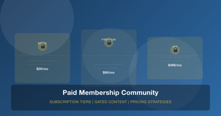 Paid membership community subscription tiers visualization showing Basic, Premium, and VIP membership levels with pricing