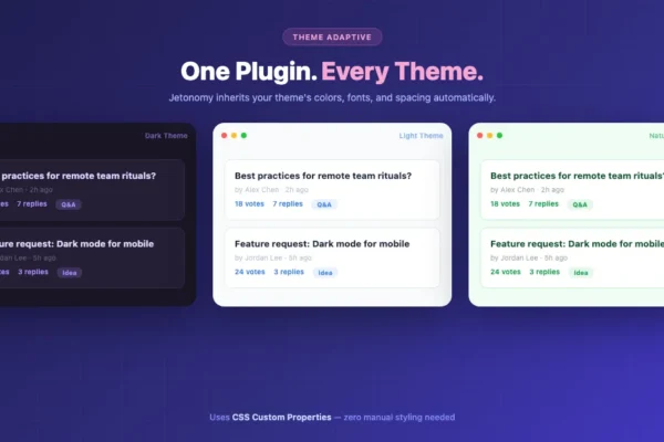 Jetonomy works with any WordPress theme