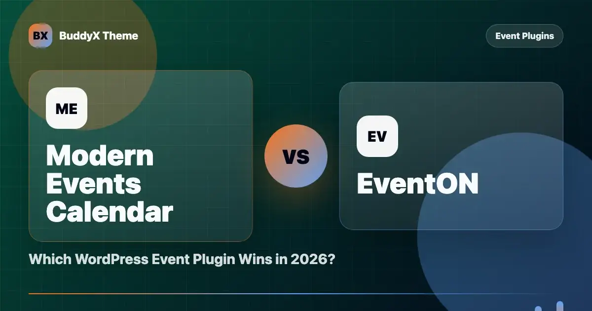 Modern Events Calendar vs EventON: Which WordPress Event Plugin Wins in 2026? comparison graphic