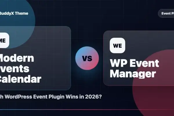 Modern Events Calendar vs WP Event Manager: Which WordPress Event Plugin Wins in 2026? comparison graphic