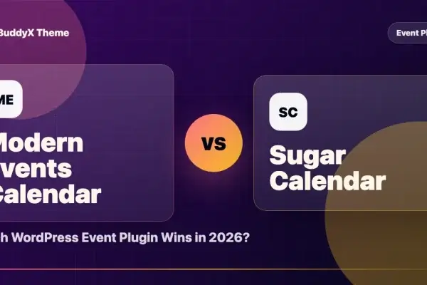 Modern Events Calendar vs Sugar Calendar: Which WordPress Event Plugin Wins in 2026? comparison graphic