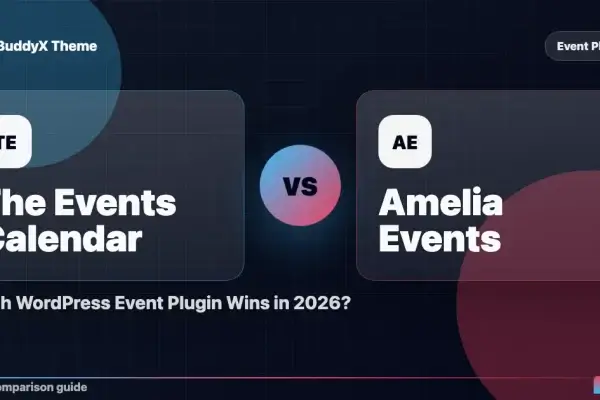 The Events Calendar vs Amelia Events: Which WordPress Event Plugin Wins in 2026? comparison graphic