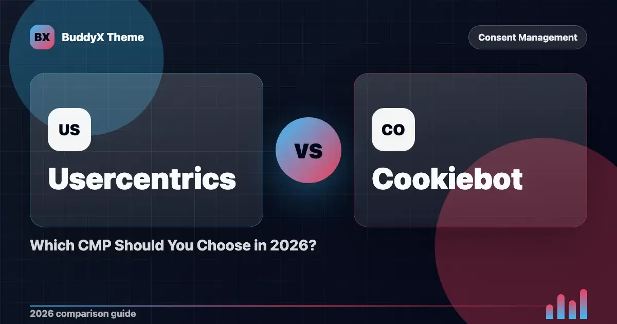 Usercentrics vs Cookiebot: Which CMP Should You Choose in 2026? comparison graphic