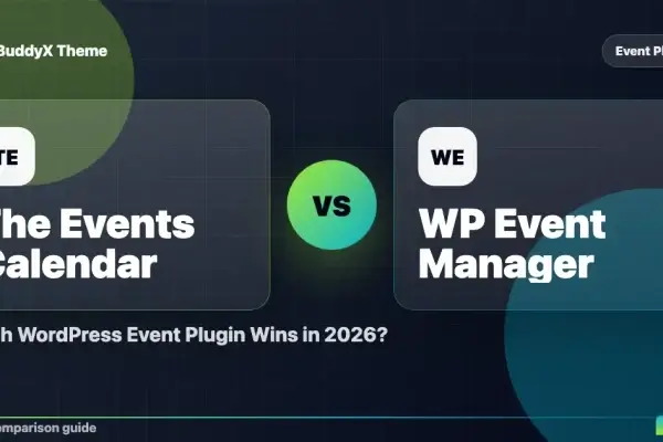 The Events Calendar vs WP Event Manager: Which WordPress Event Plugin Wins in 2026? comparison graphic
