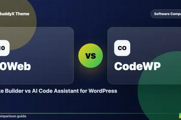 10Web vs CodeWP: AI Site Builder vs AI Code Assistant for WordPress comparison graphic
