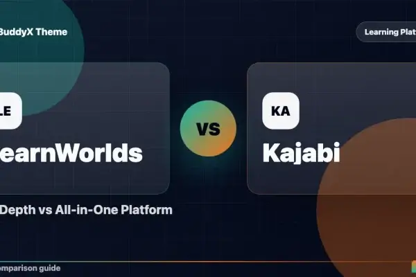 LearnWorlds vs Kajabi: LMS Depth vs All-in-One Platform comparison graphic