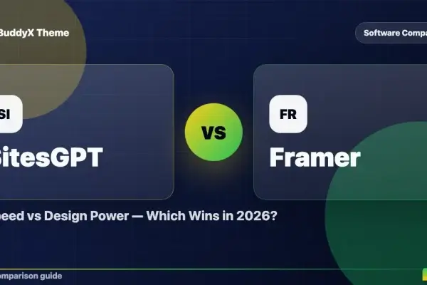 SitesGPT vs Framer: AI Speed vs Design Power — Which Wins in 2026? comparison graphic