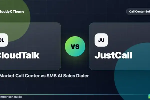 CloudTalk vs JustCall: Mid-Market Call Center vs SMB AI Sales Dialer comparison graphic