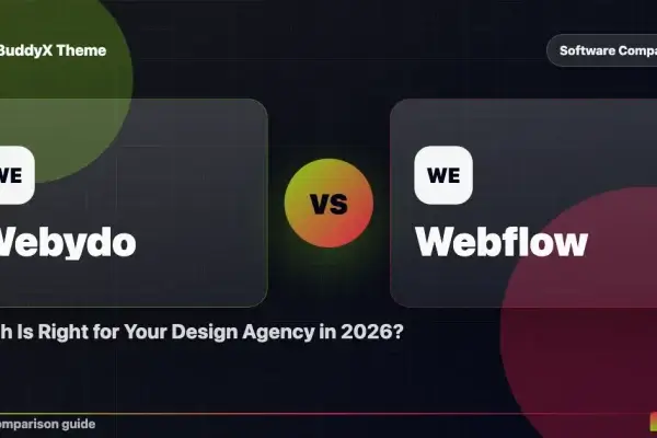 Webydo vs Webflow: Which Is Right for Your Design Agency in 2026? comparison graphic