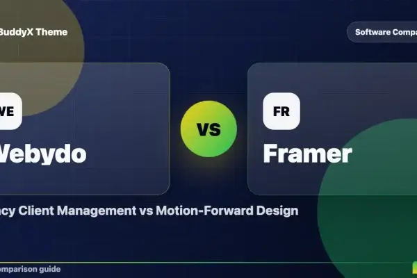 Webydo vs Framer: Agency Client Management vs Motion-Forward Design comparison graphic