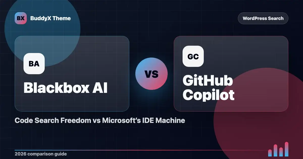 Blackbox AI vs GitHub Copilot: Code Search Freedom vs Microsoft’s IDE Machine comparison graphic