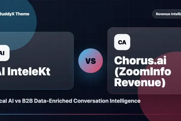 AI InteleKt vs Chorus.ai (ZoomInfo Revenue): Vertical AI vs B2B Data-Enriched Conversation Intelligence comparison graphic