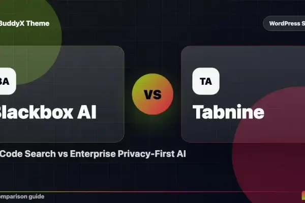 Blackbox AI vs Tabnine: Free Code Search vs Enterprise Privacy-First AI comparison graphic