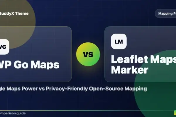 WP Go Maps vs Leaflet Maps Marker: Google Maps Power vs Privacy-Friendly Open-Source Mapping comparison graphic