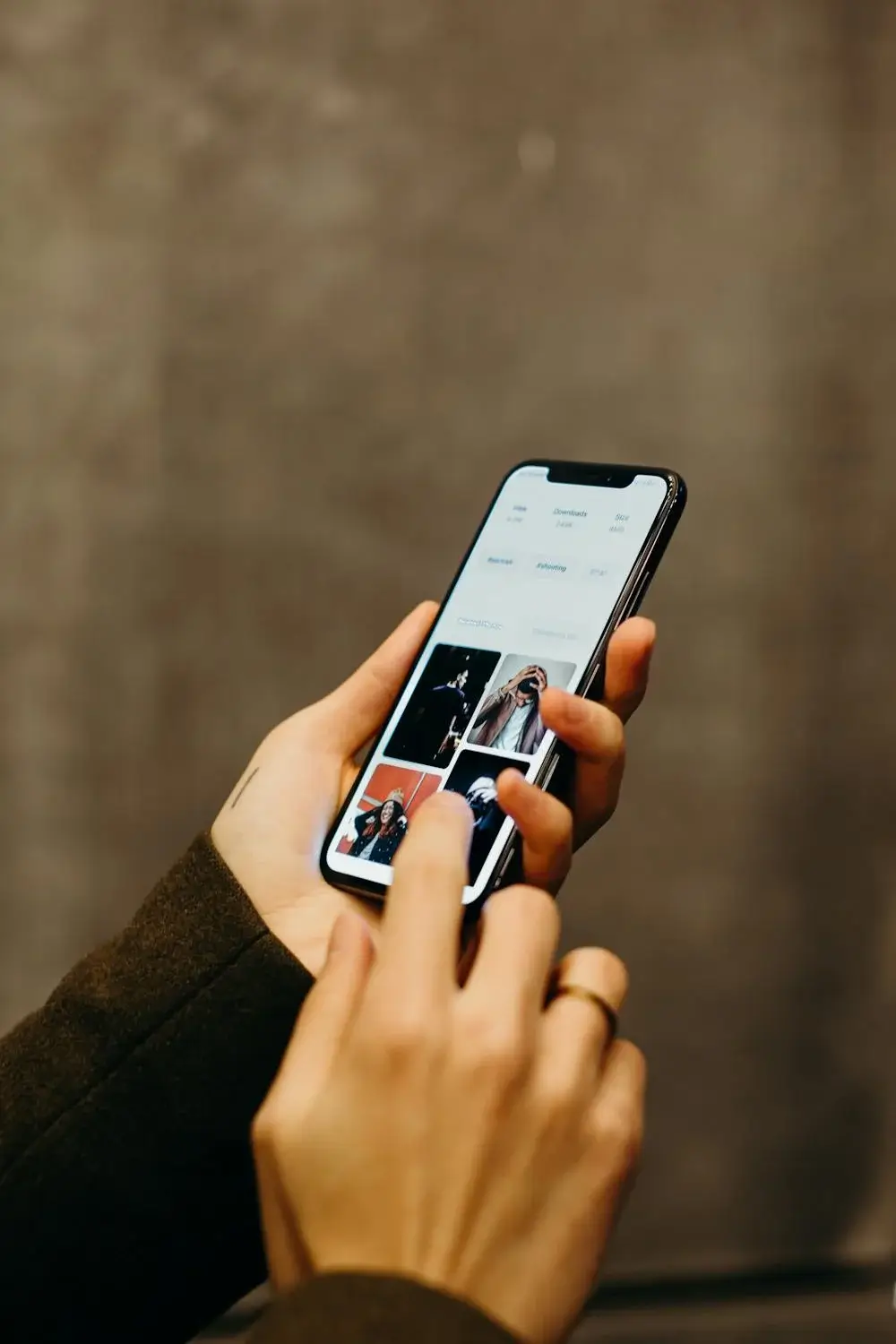 Instagram app on phone showing photo grid feed display