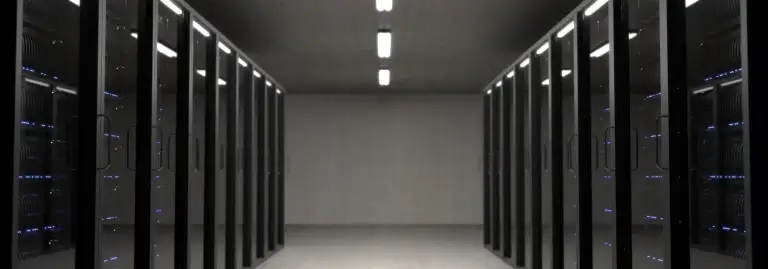 Network administrator working with server infrastructure in a data center
