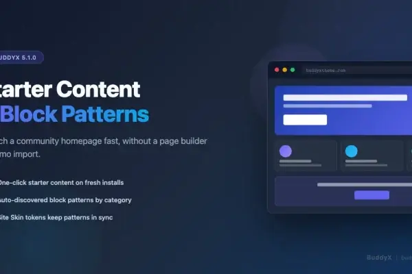BuddyX Starter Content and Block Patterns featured image - community homepage layout