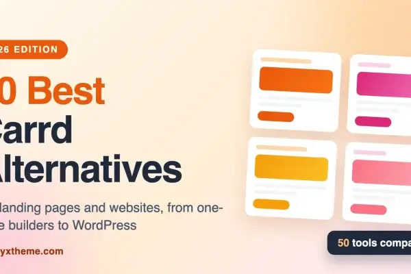 50 Best Carrd Alternatives for Landing Pages and Websites - illustrated grid of website builder cards