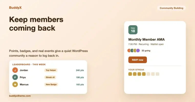 How to Keep a WordPress Community Active: Points, Badges, and Events