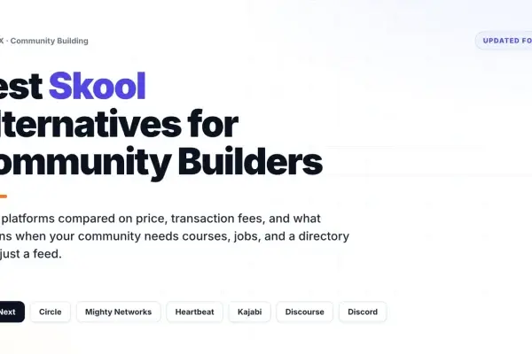 Best Skool alternatives for community builders in 2026, comparing BuddyNext, Circle, Mighty Networks, Heartbeat, Kajabi, Discourse and Discord