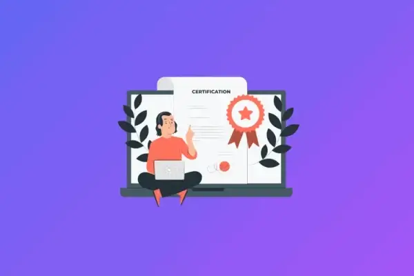 Illustration representing a verified, cryptographically signed course certificate