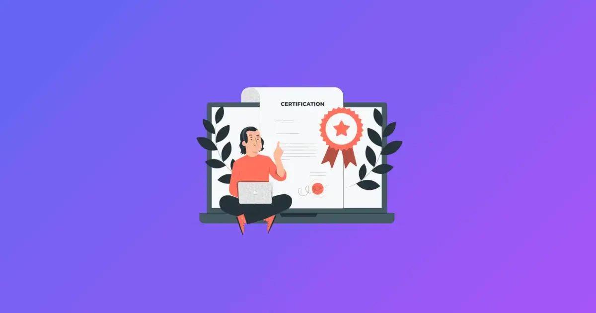Illustration representing a verified, cryptographically signed course certificate