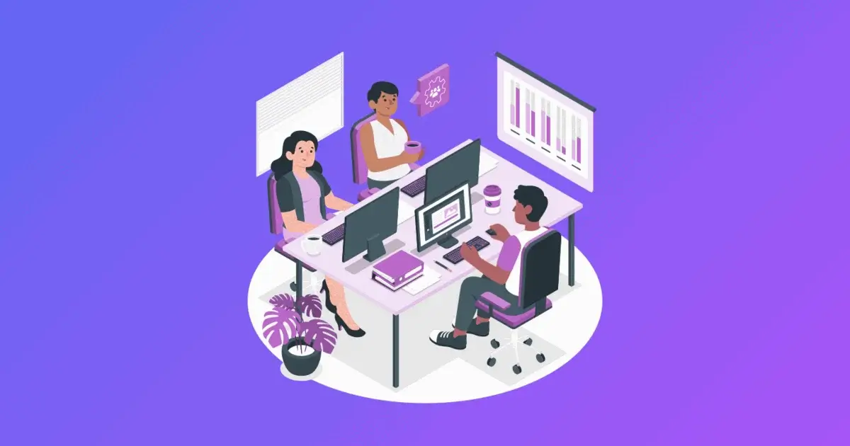 Illustration representing a cohort-based course group learning together inside a community