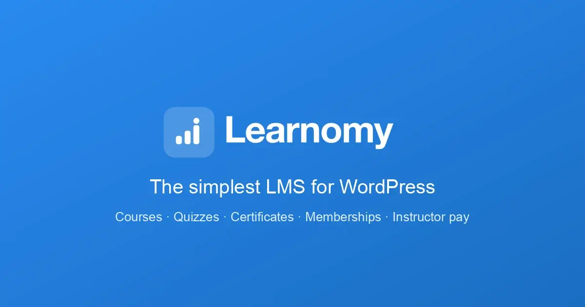 Learnomy LMS platform overview showing course library, certificates, and checkout features for community sites