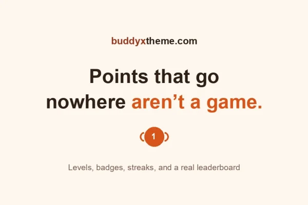 Warm cream card reading Points that go nowhere aren't a game, with a trophy icon
