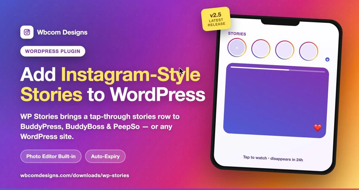 WP Stories plugin featured image - Instagram-style stories for WordPress