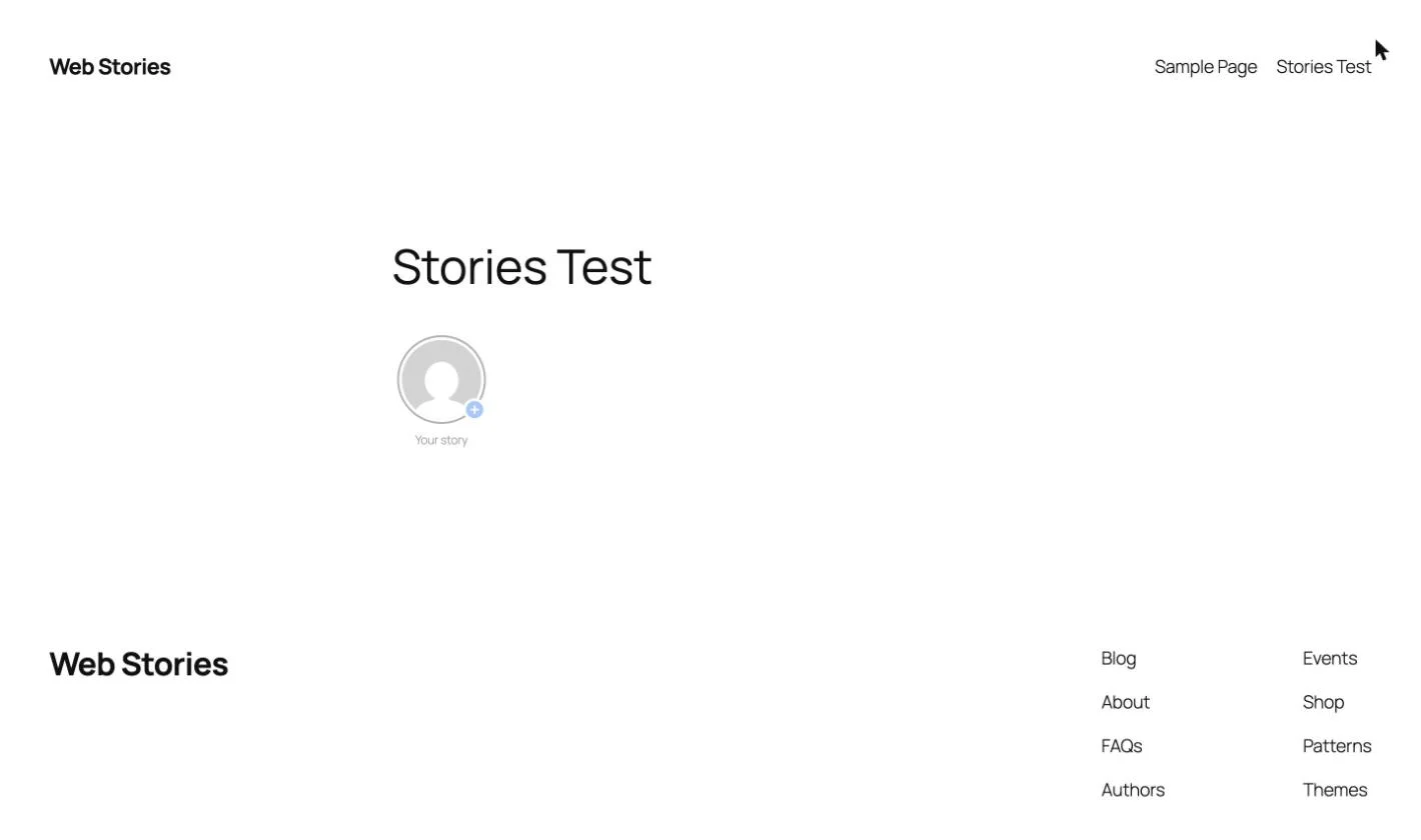 WP Stories Your story circle displayed on a WordPress page via shortcode