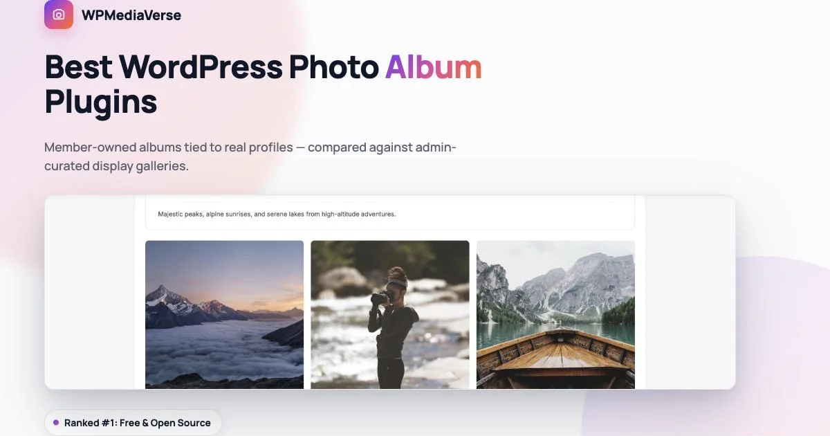 Best WordPress photo album plugin comparison, featuring a real member-created album in WPMediaVerse