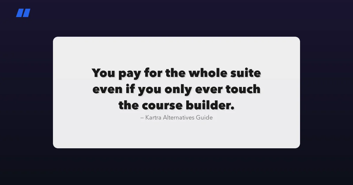 Best Kartra alternatives for course creators, quote card reading you pay for the whole suite even if you only ever touch the course builder
